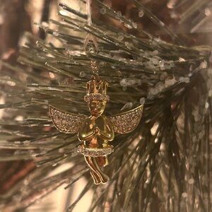 10k Gold Angel Pendant with Crystals